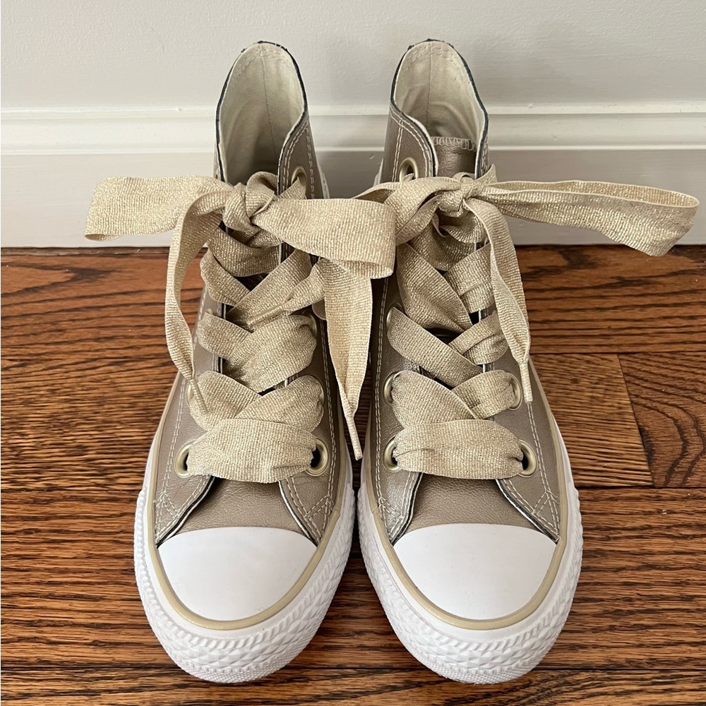 Converse All Star Big Eyelets Women's Hi Tops Metallic Gold-White size 6.5
